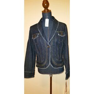 ✅#147 NWT Jones Wear Jeans premium denim fringe jkt